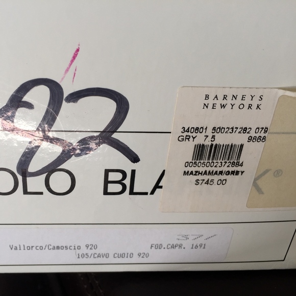 Manolo Blahnik Gray Suede Peep Toe Heels - Picture 7 of 8